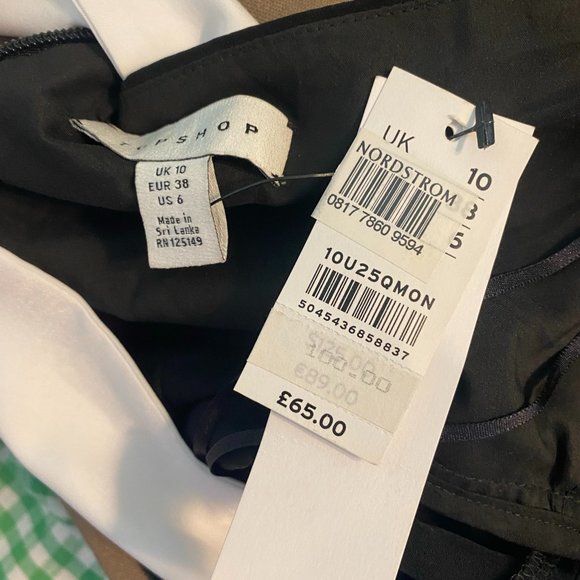 Topshop NWT Black White Color Block Halter Top Stretch Dress Cocktail - Picture 9 of 10